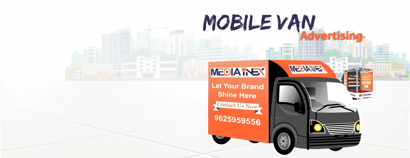 Mobile Van advertising Banner for slider media inex