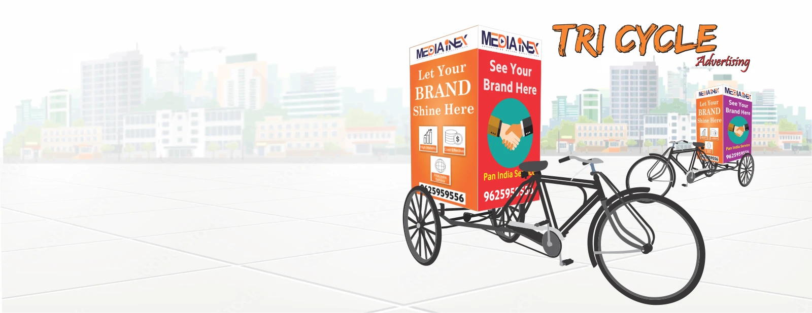 Tricycle advertising Banner for slider media inex